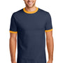 Port & Company Mens Core Ringer Short Sleeve Crewneck T-Shirt - Navy Blue/Gold