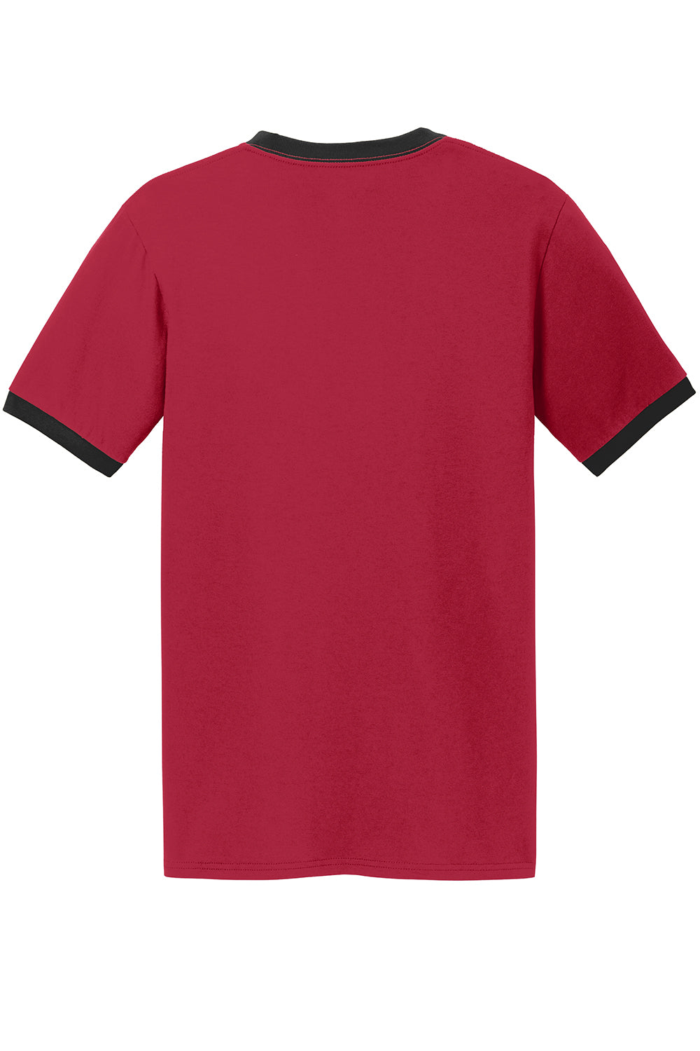 Port & Company PC54R Mens Core Ringer Short Sleeve Crewneck T-Shirt Red/Jet Black Flat Back