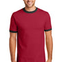 Port & Company Mens Core Ringer Short Sleeve Crewneck T-Shirt - Red/Jet Black