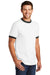 Port & Company PC54R Mens Core Ringer Short Sleeve Crewneck T-Shirt White/Jet Black Model 3q