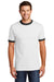 Port & Company PC54R Mens Core Ringer Short Sleeve Crewneck T-Shirt White/Jet Black Model Front