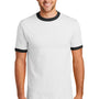 Port & Company Mens Core Ringer Short Sleeve Crewneck T-Shirt - White/Jet Black