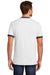 Port & Company PC54R Mens Core Ringer Short Sleeve Crewneck T-Shirt White/Navy Blue Model Back