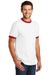 Port & Company PC54R Mens Core Ringer Short Sleeve Crewneck T-Shirt White/Red Model 3q