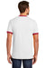 Port & Company PC54R Mens Core Ringer Short Sleeve Crewneck T-Shirt White/Red Model Back