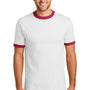 Port & Company Mens Core Ringer Short Sleeve Crewneck T-Shirt - White/Red