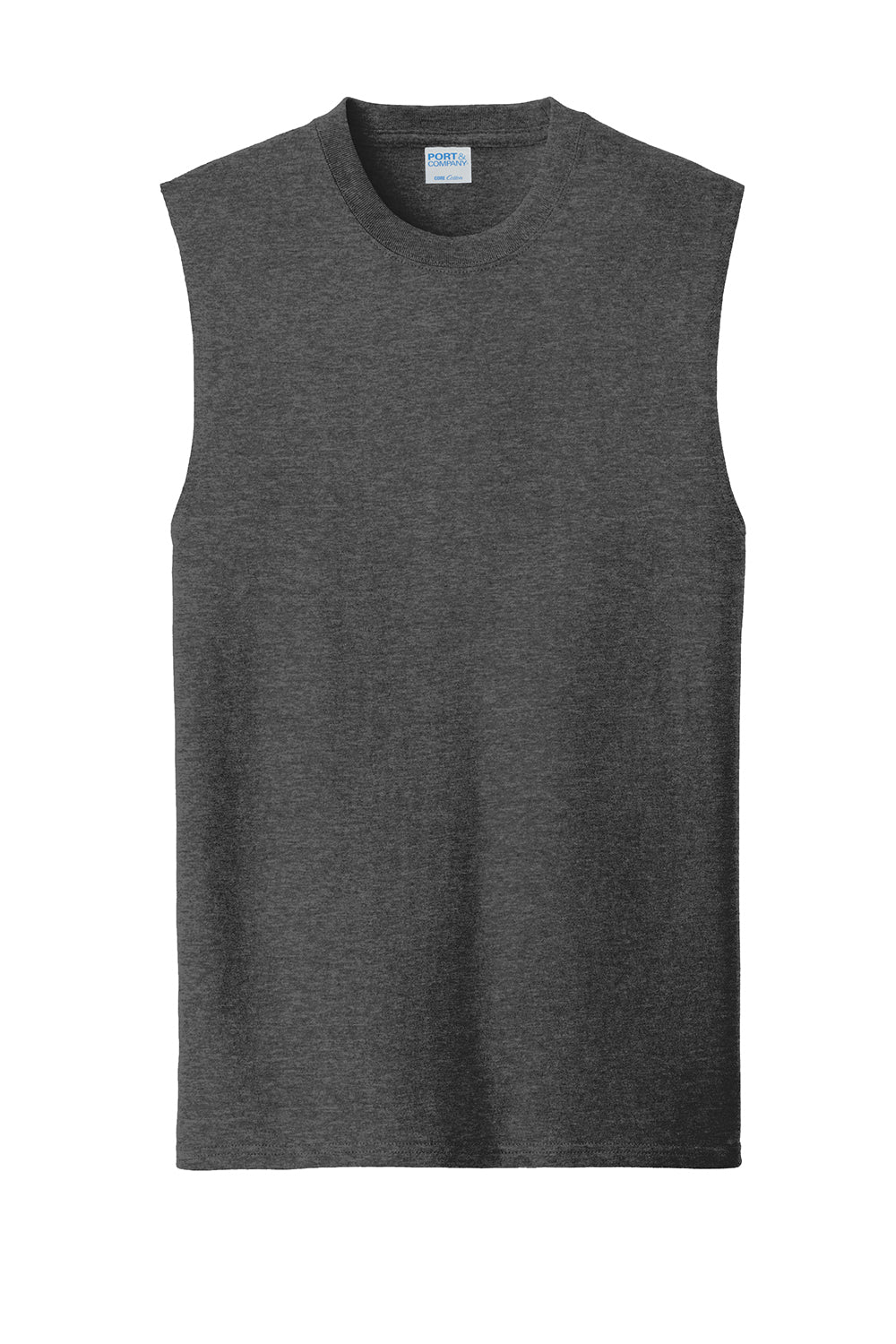 Port & Company PC54SL Mens Core Tank Top Heather Dark Grey Flat Front