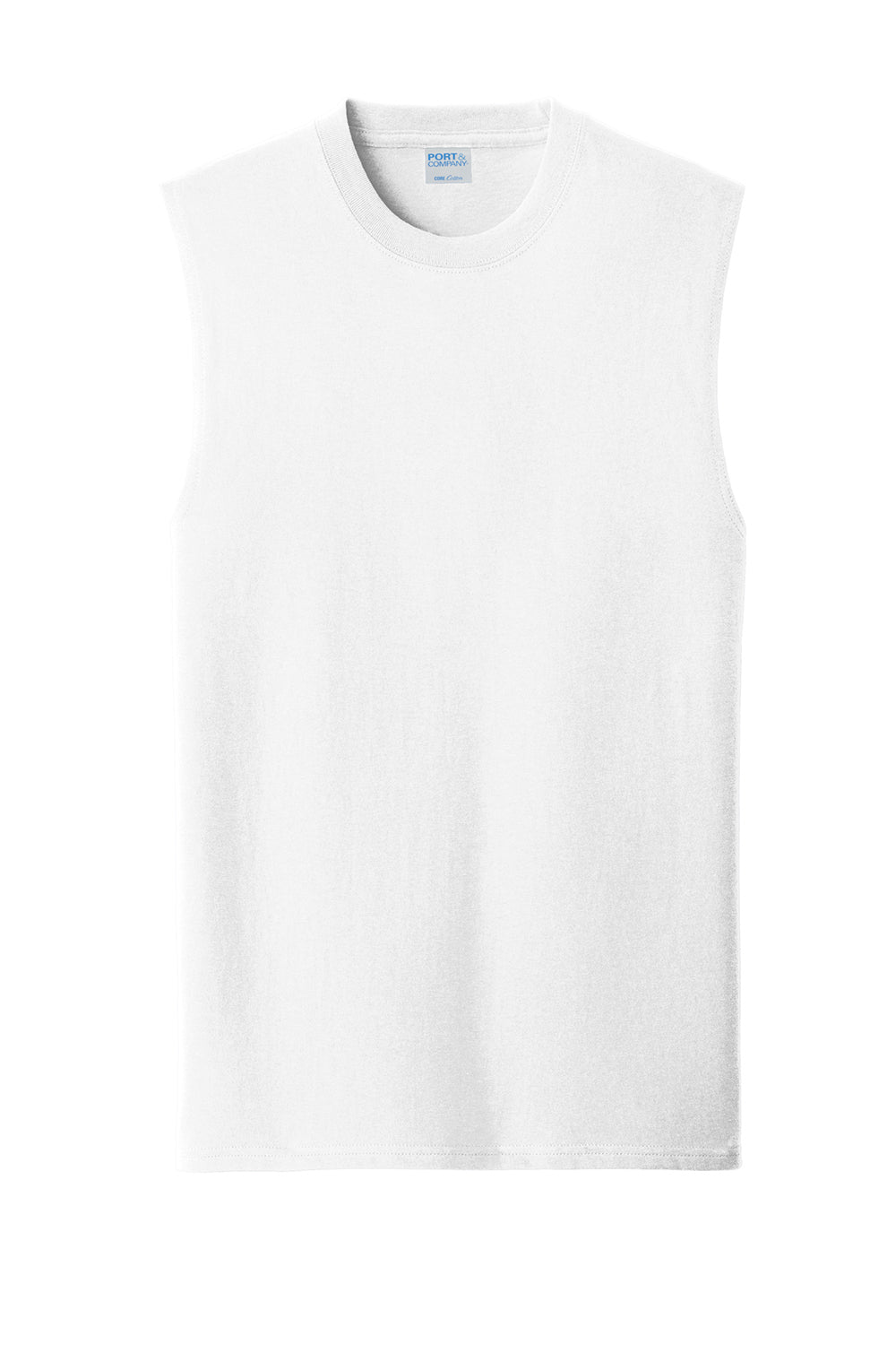 Port & Company PC54SL Mens Core Tank Top White Flat Front