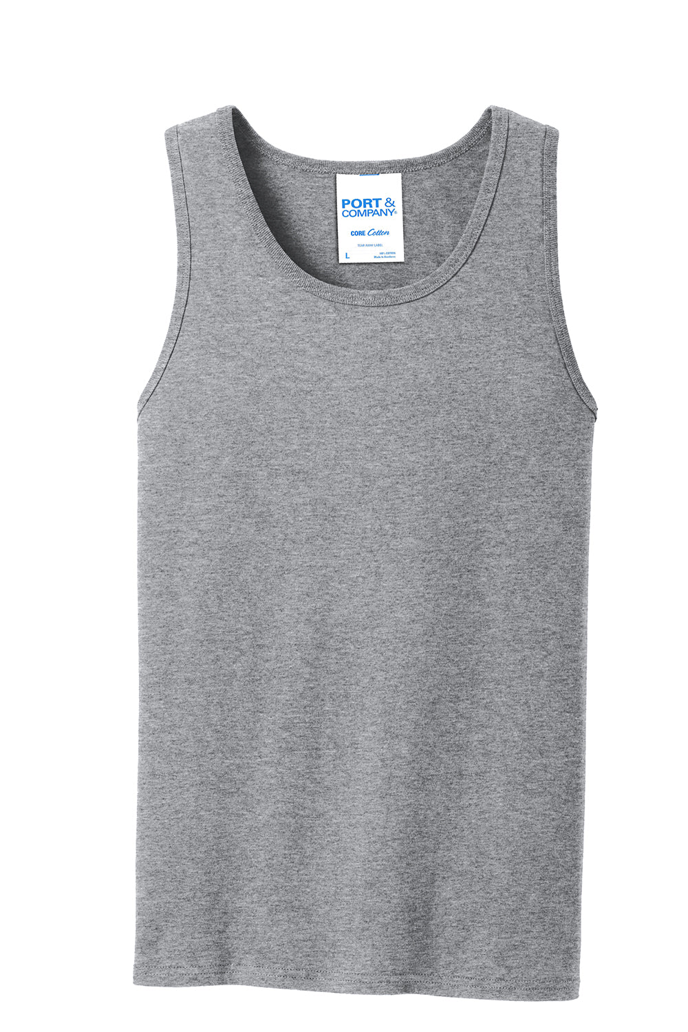 Port & Company PC54TT Mens Core Tank Top Heather Grey Flat Front