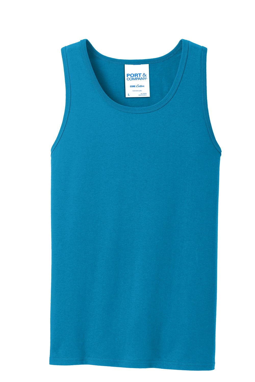 Port & Company PC54TT Mens Core Tank Top Neon Blue Flat Front