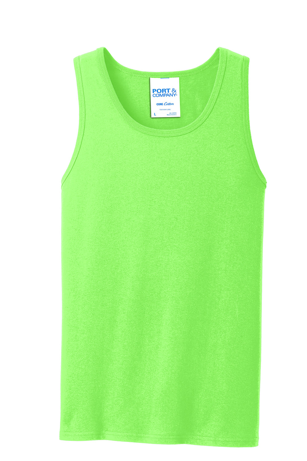 Port & Company PC54TT Mens Core Tank Top Neon Green Flat Front