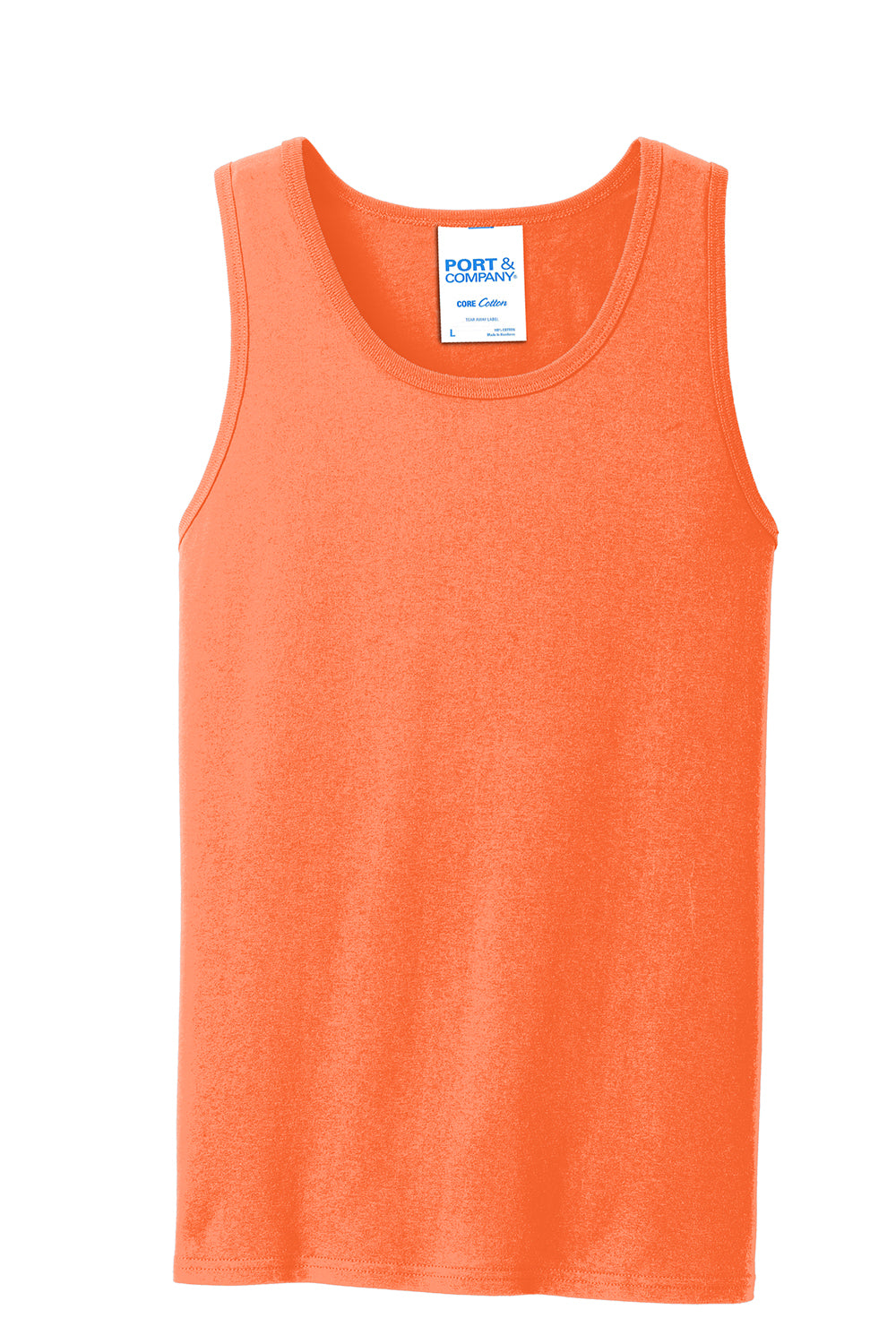 Port & Company PC54TT Mens Core Tank Top Neon Orange Flat Front