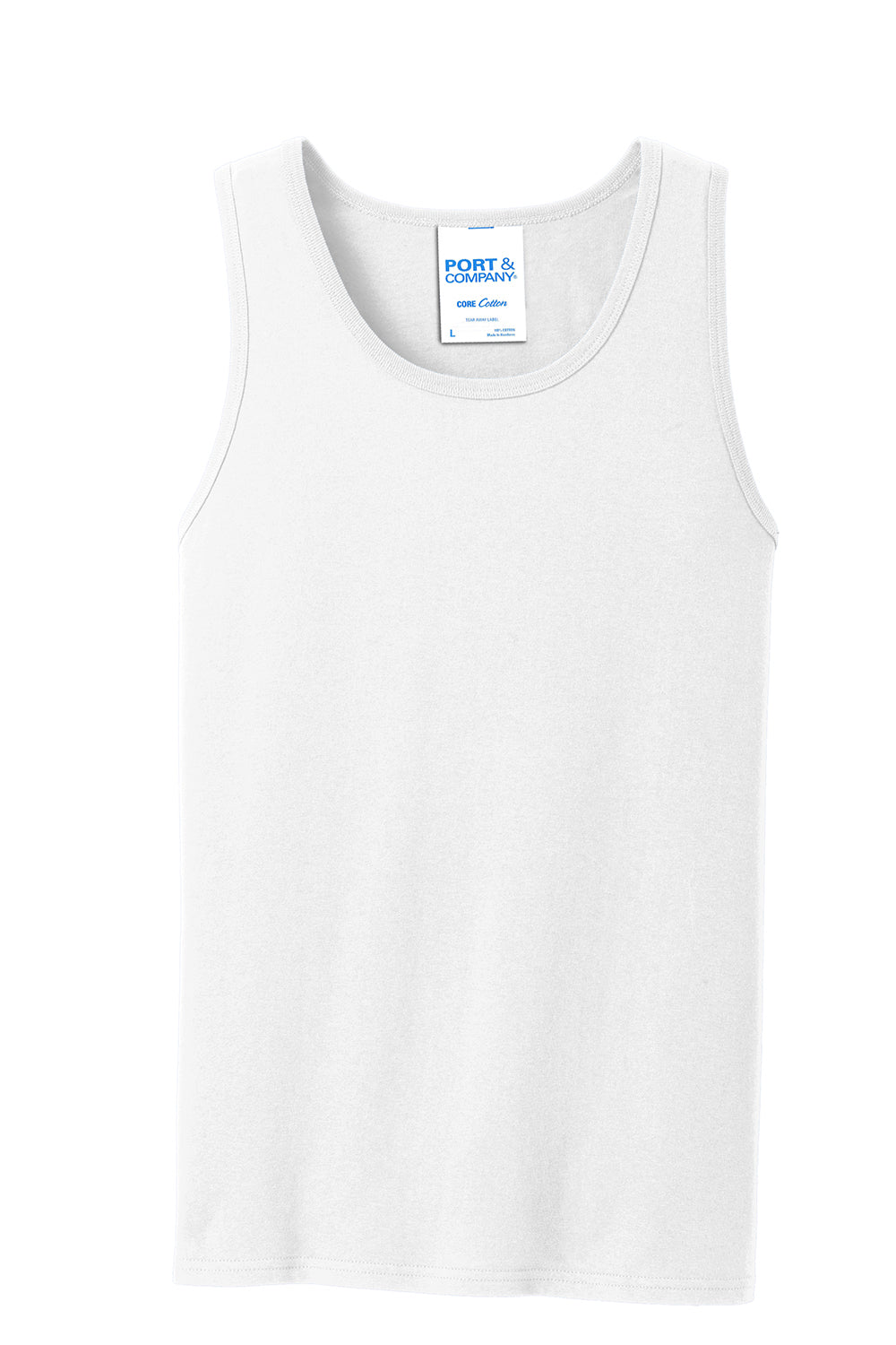 Port & Company PC54TT Mens Core Tank Top White Flat Front