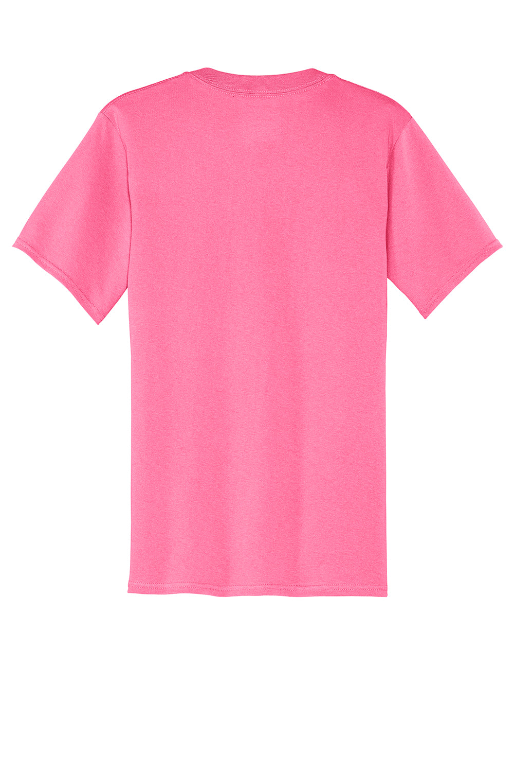 Port & Company PC54V Mens Core Short Sleeve V-Neck T-Shirt Neon Pink Flat Back