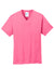 Port & Company PC54V Mens Core Short Sleeve V-Neck T-Shirt Neon Pink Flat Front