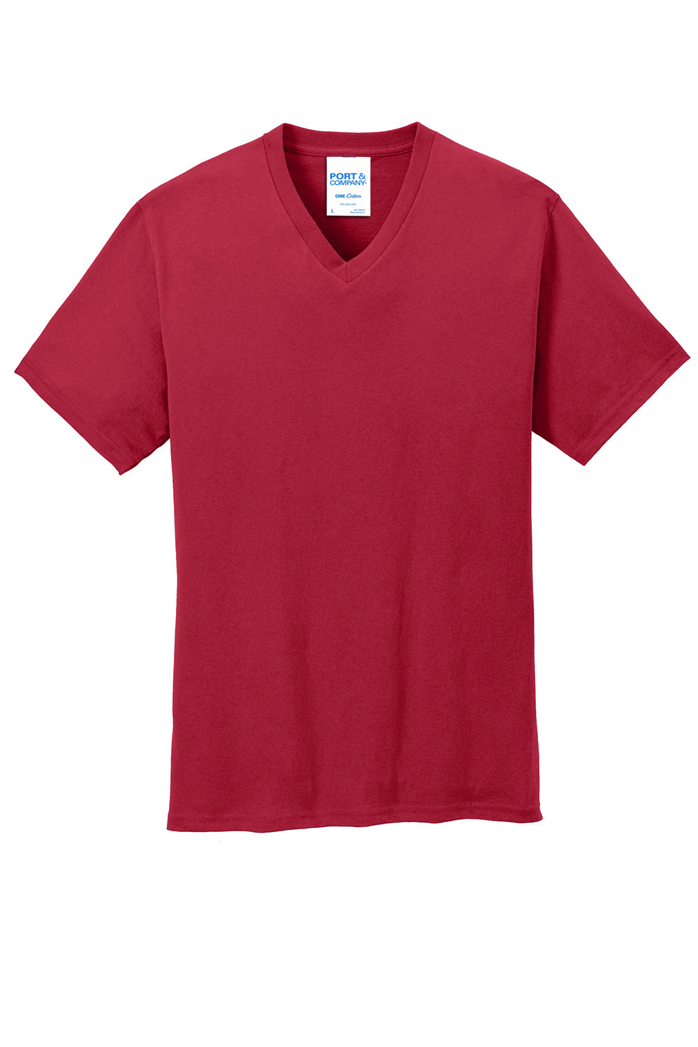 Port & Company PC54V Mens Core Short Sleeve V-Neck T-Shirt Red Flat Front