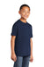 Port & Company PC54YDTG Youth Core Cotton DTG Short Sleeve Crewneck T-Shirt Navy Blue Model 3q