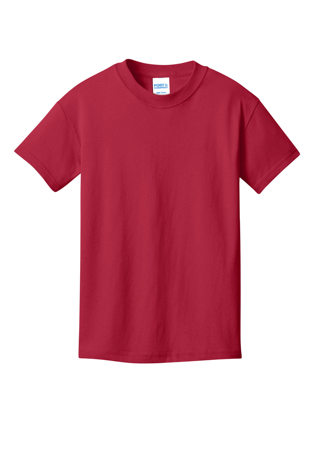 Port & Company PC54YDTG Youth Core Cotton DTG Short Sleeve Crewneck T-Shirt Red Flat Front