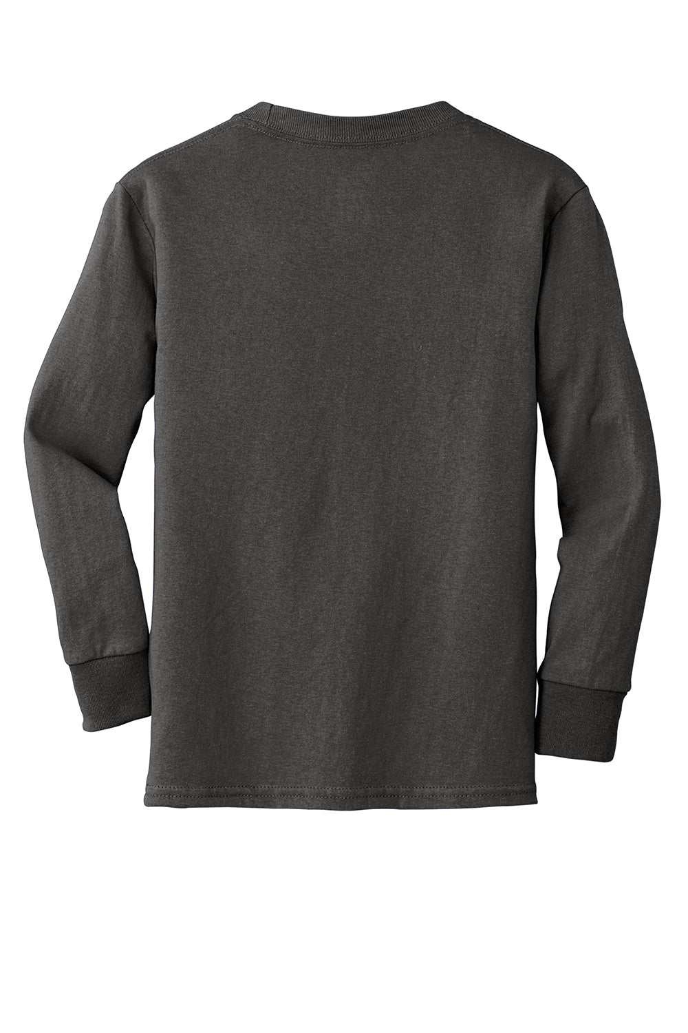 Port & Company PC54YLS Youth Core Long Sleeve Crewneck T-Shirt Charcoal Grey Flat Back