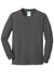 Port & Company PC54YLS Youth Core Long Sleeve Crewneck T-Shirt Charcoal Grey Flat Front