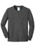 Port & Company PC54YLS Youth Core Long Sleeve Crewneck T-Shirt Heather Dark Grey Flat Front