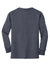 Port & Company PC54YLS Youth Core Long Sleeve Crewneck T-Shirt Heather Navy Blue Flat Back