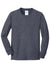 Port & Company PC54YLS Youth Core Long Sleeve Crewneck T-Shirt Heather Navy Blue Flat Front