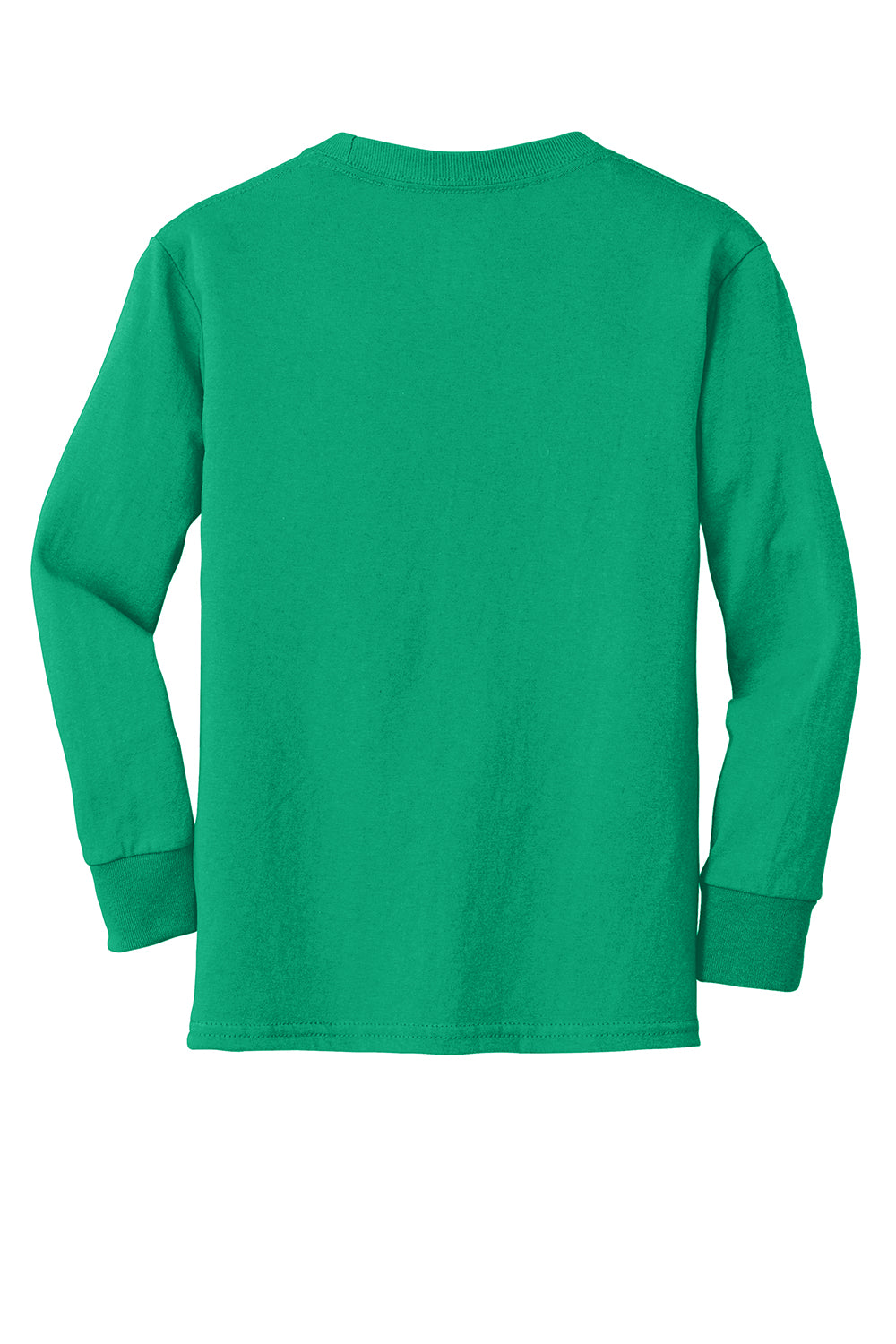 Port & Company PC54YLS Youth Core Long Sleeve Crewneck T-Shirt Kelly Green Flat Back