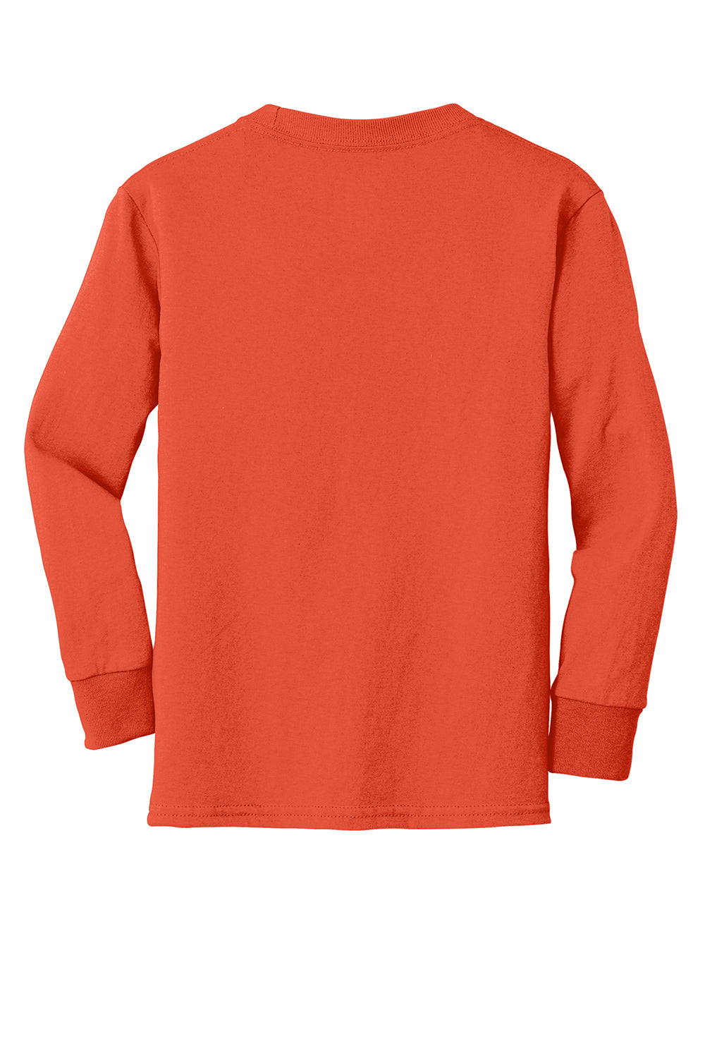 Port & Company PC54YLS Youth Core Long Sleeve Crewneck T-Shirt Orange Flat Back