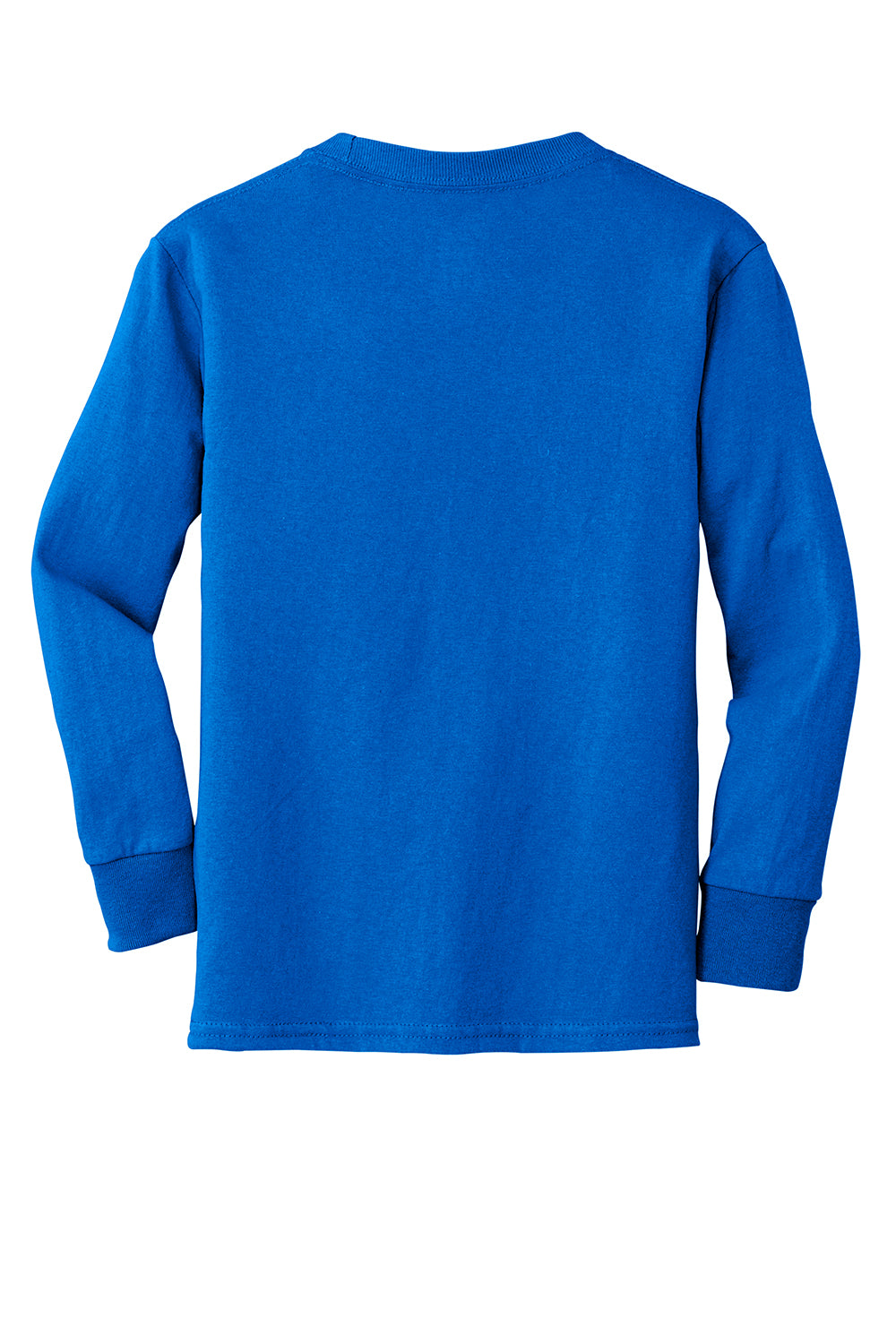 Port & Company PC54YLS Youth Core Long Sleeve Crewneck T-Shirt Royal Blue Flat Back