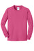 Port & Company PC54YLS Youth Core Long Sleeve Crewneck T-Shirt Sangria Pink Flat Front