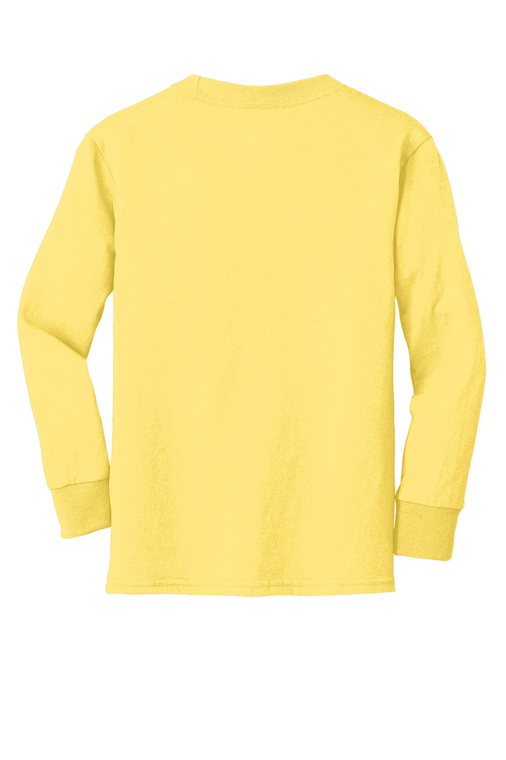 Port & Company PC54YLS Youth Core Long Sleeve Crewneck T-Shirt Yellow Flat Back