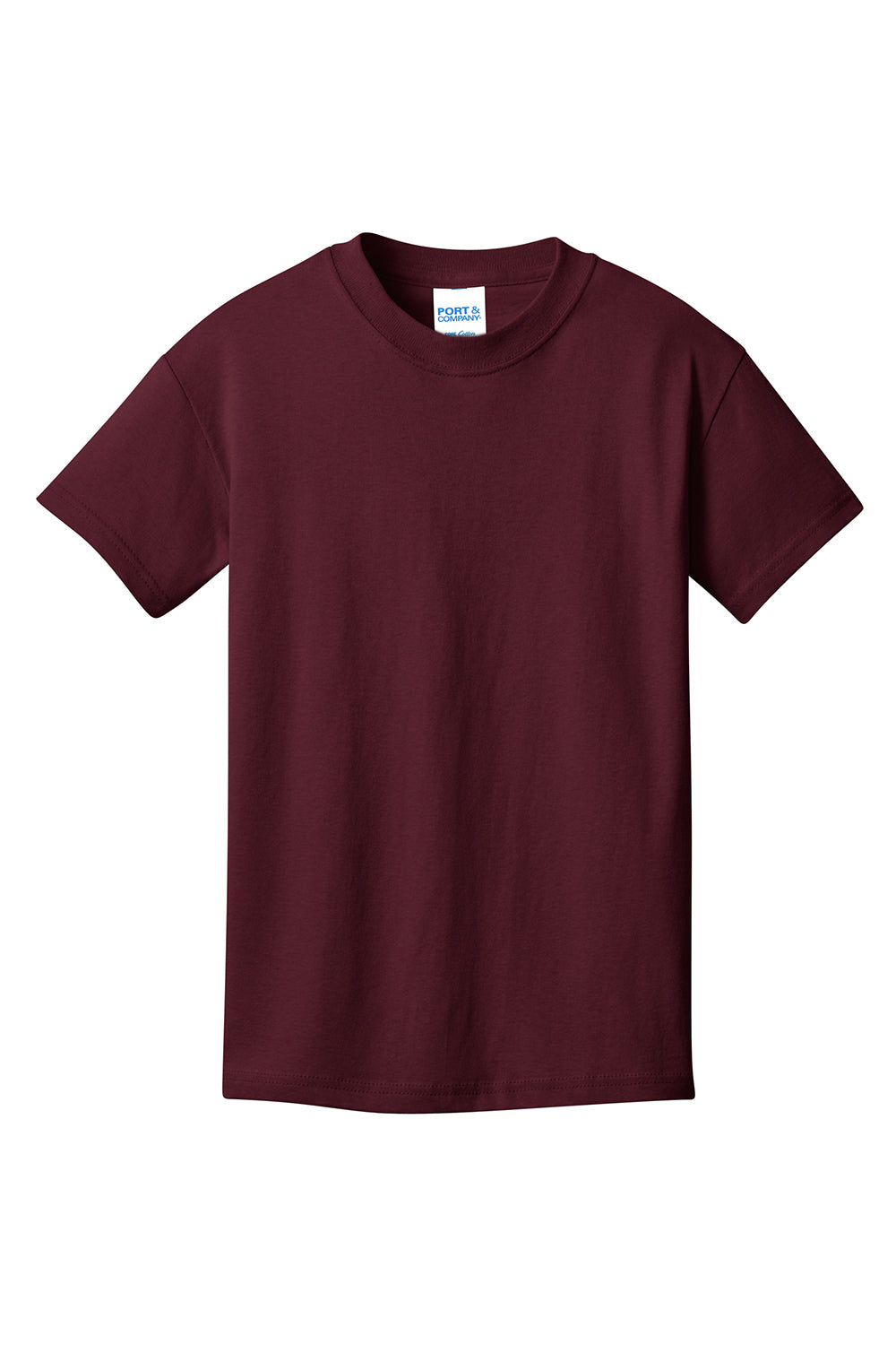 Port & Company PC54Y Youth Core Short Sleeve Crewneck T-Shirt Athletic Maroon Flat Front