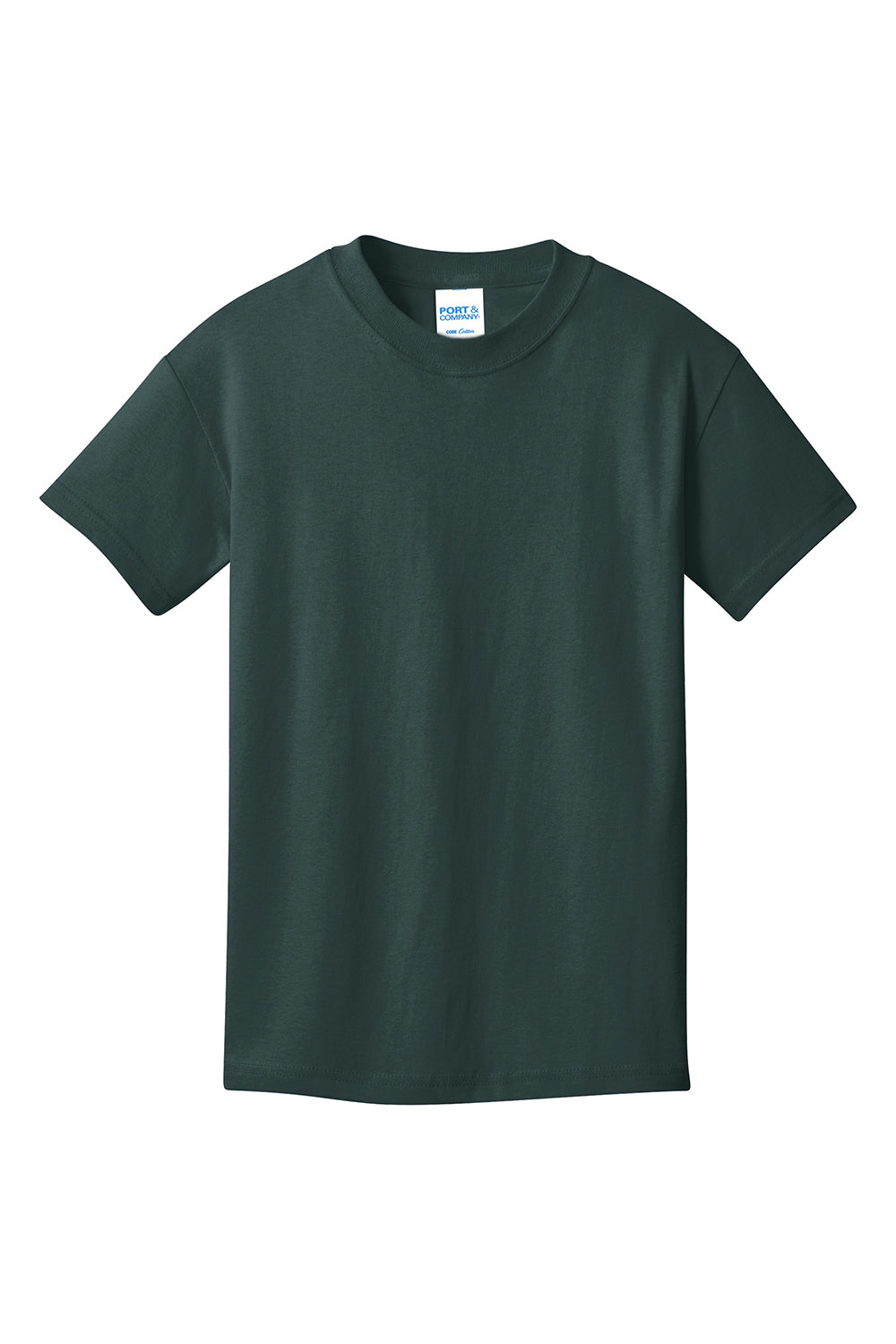 Port & Company PC54Y Youth Core Short Sleeve Crewneck T-Shirt Dark Green Flat Front