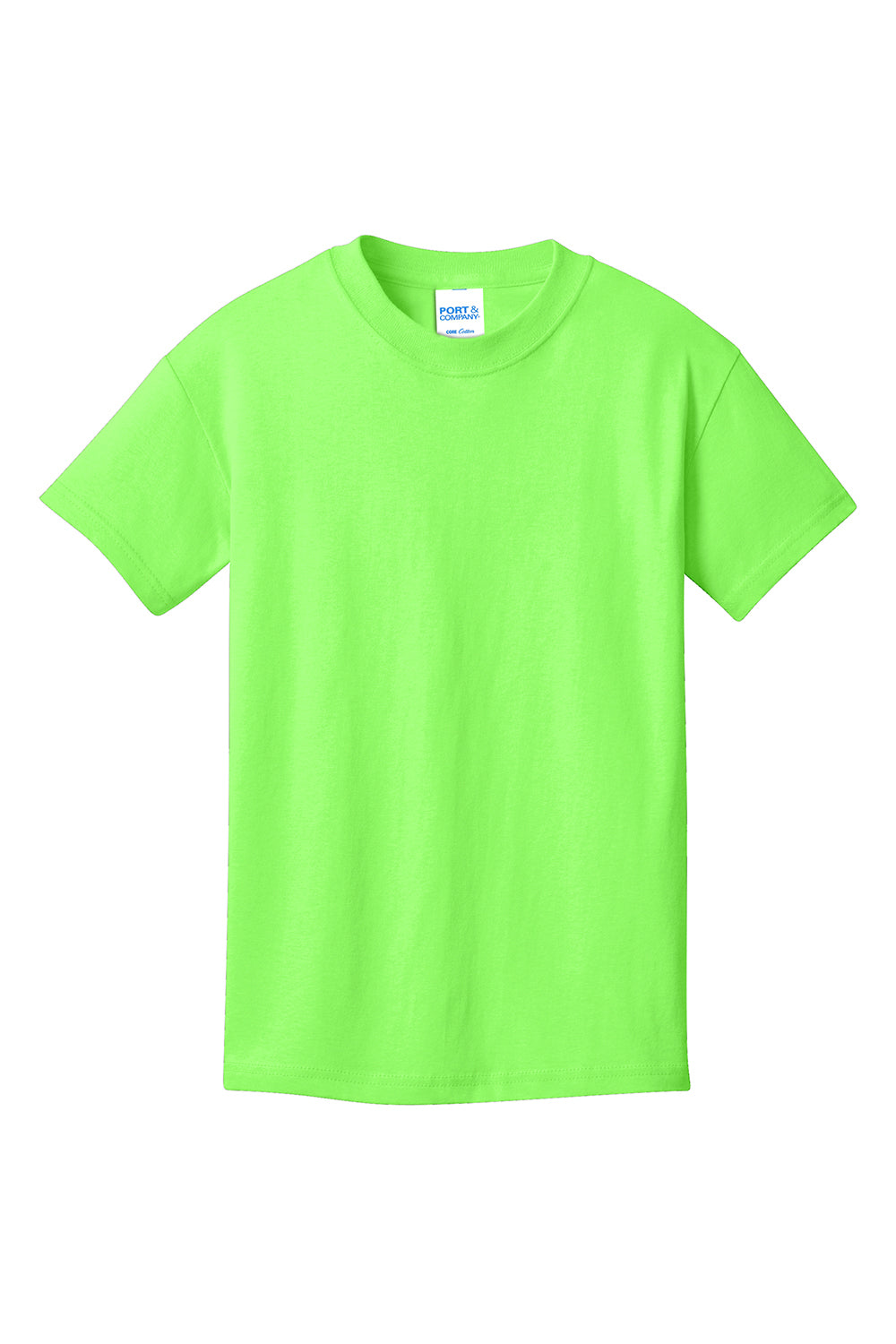 Port & Company PC54Y Youth Core Short Sleeve Crewneck T-Shirt Neon Green Flat Front