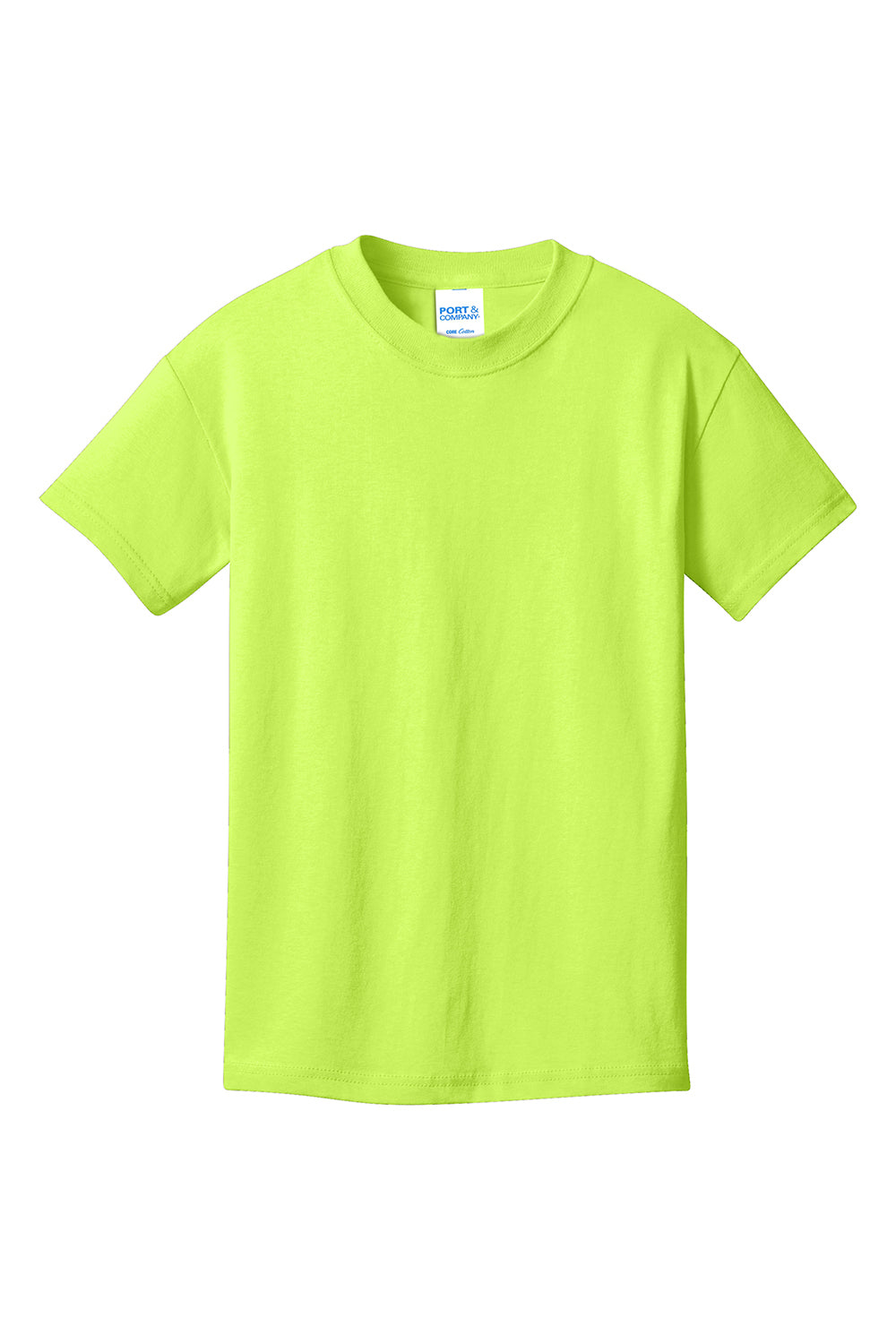 Port & Company PC54Y Youth Core Short Sleeve Crewneck T-Shirt Neon Yellow Flat Front