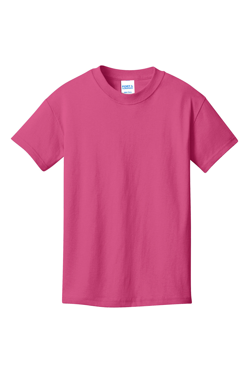 Port & Company PC54Y Youth Core Short Sleeve Crewneck T-Shirt Sangria Pink Flat Front