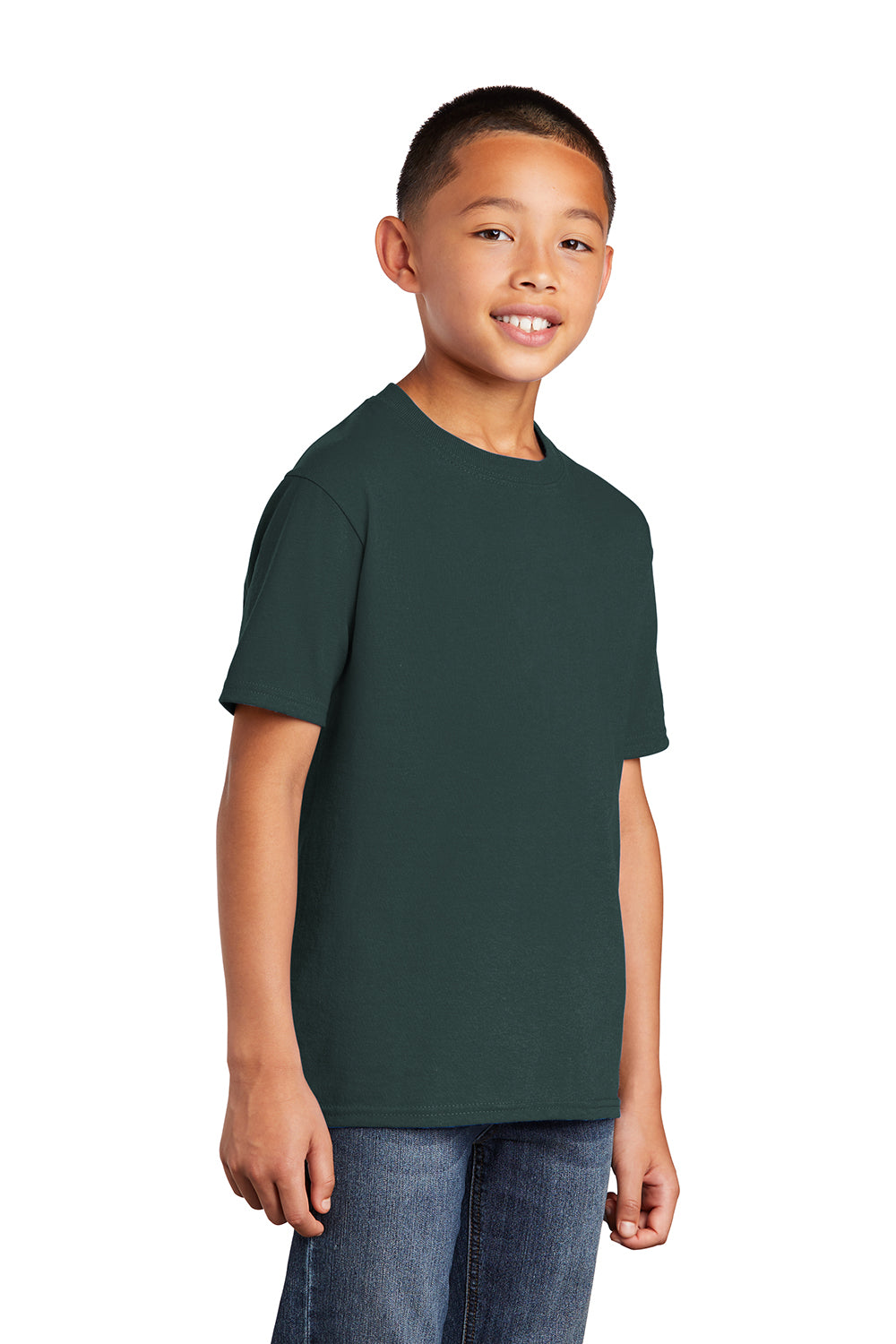 Port & Company PC54Y Youth Core Short Sleeve Crewneck T-Shirt Dark Green Model 3q