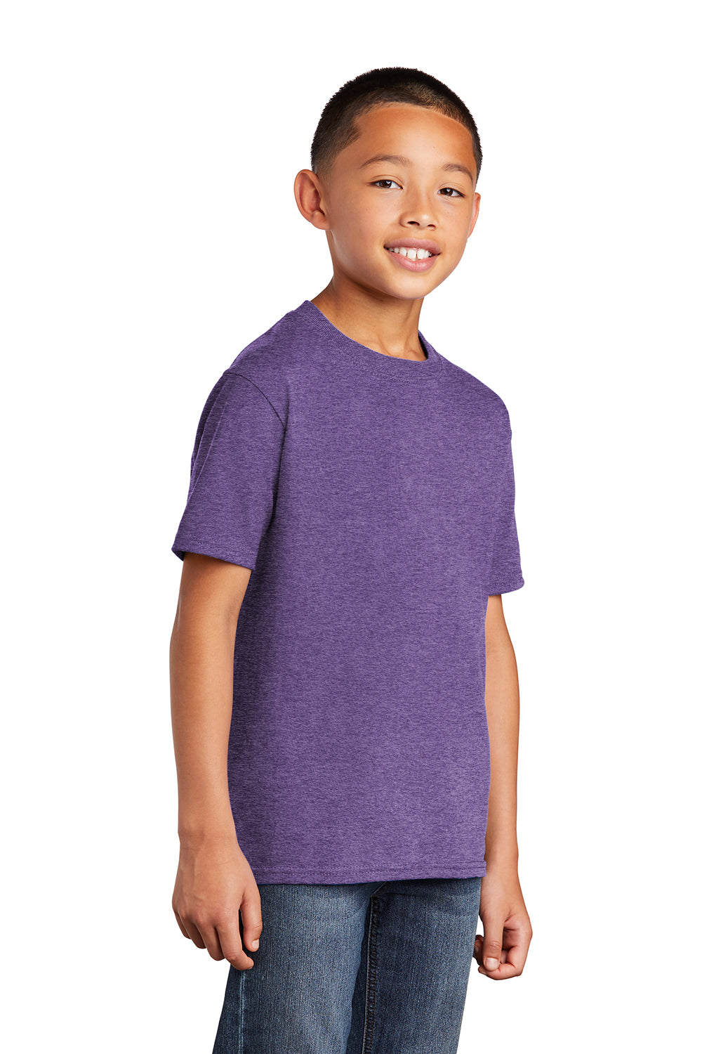 Port & Company PC54Y Youth Core Short Sleeve Crewneck T-Shirt Heather Purple Model 3q