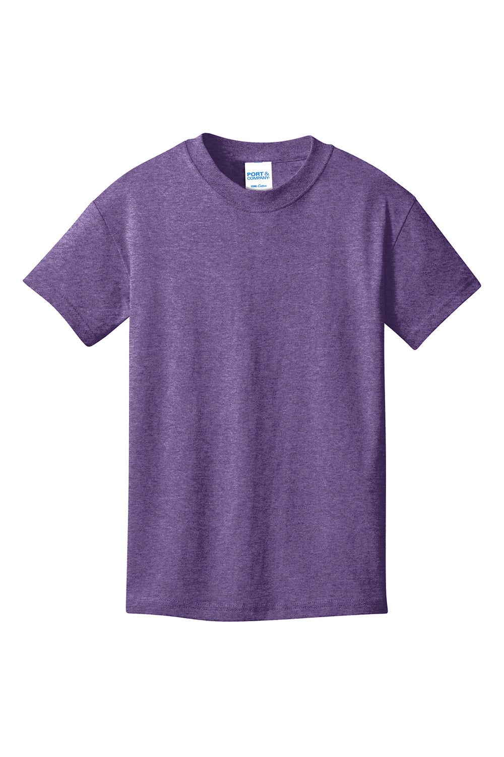 Port & Company PC54Y Youth Core Short Sleeve Crewneck T-Shirt Heather Purple Flat Front