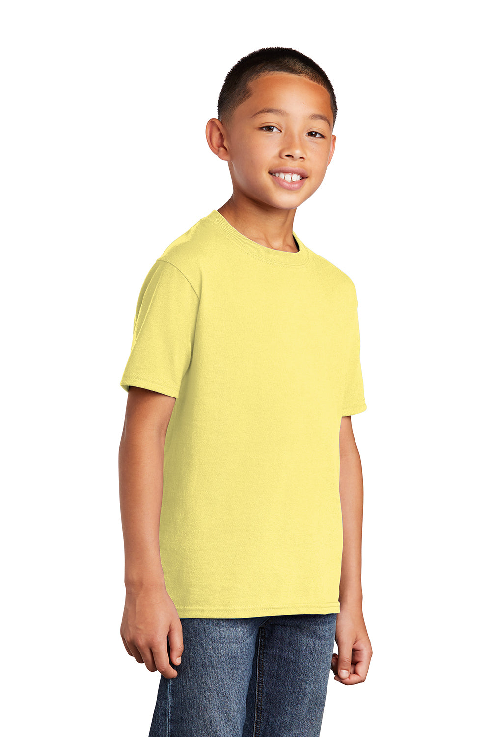 Port & Company PC54Y Youth Core Short Sleeve Crewneck T-Shirt Yellow Model 3q