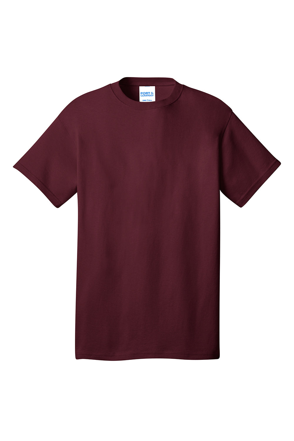 Port & Company PC54/PC54T Mens Core Short Sleeve Crewneck T-Shirt Athletic Maroon Flat Front