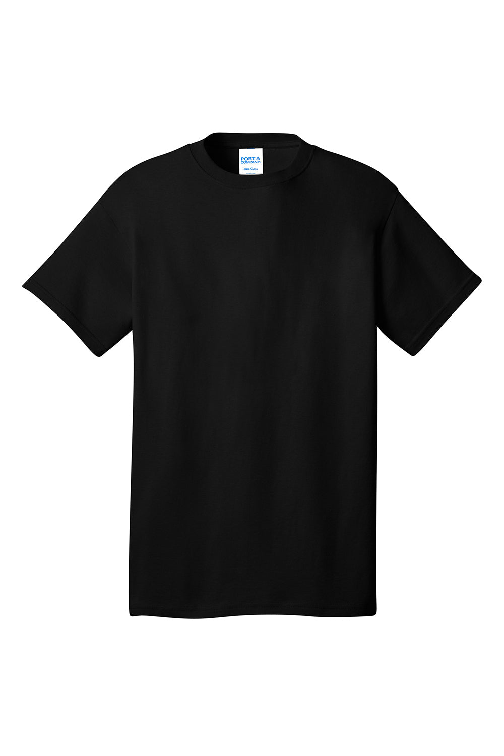 Port & Company PC54/PC54T Mens Core Short Sleeve Crewneck T-Shirt Jet Black Flat Front