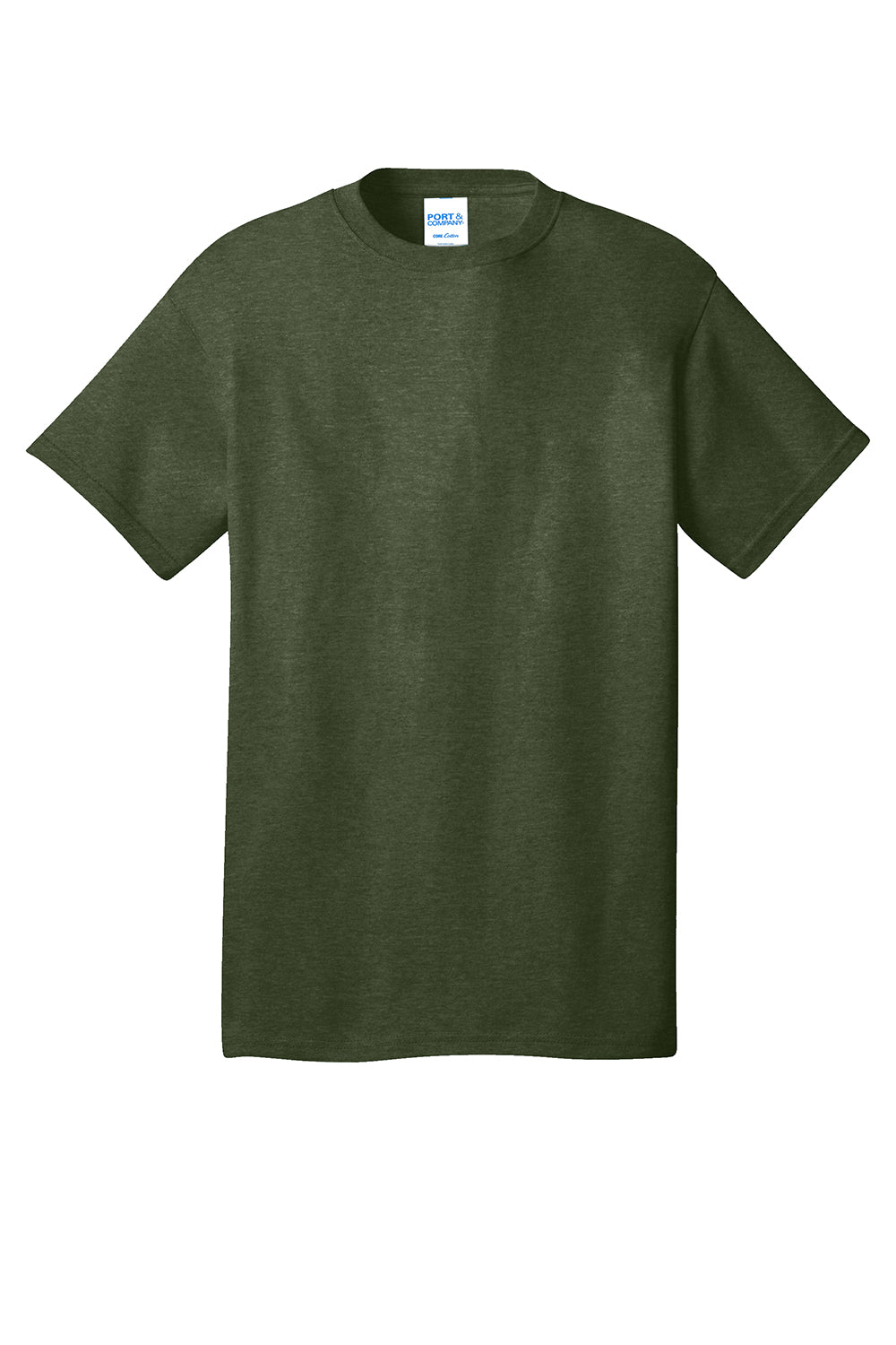 Port & Company PC54/PC54T Mens Core Short Sleeve Crewneck T-Shirt Olive Drab Green Flat Front