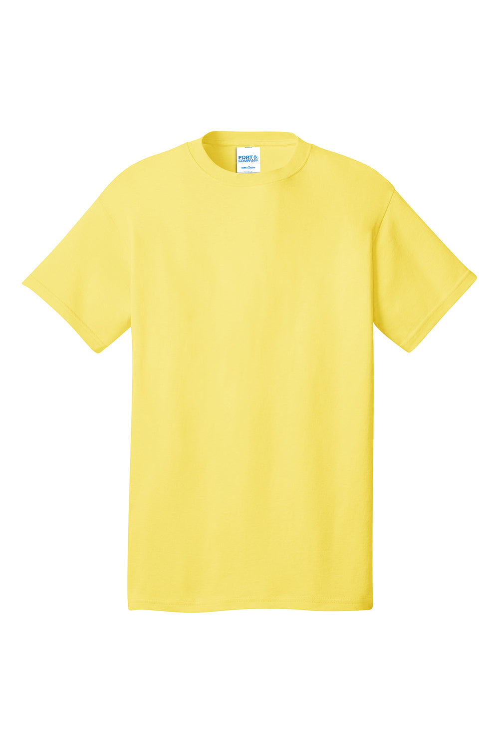 Port & Company PC54/PC54T Mens Core Short Sleeve Crewneck T-Shirt Yellow Flat Front