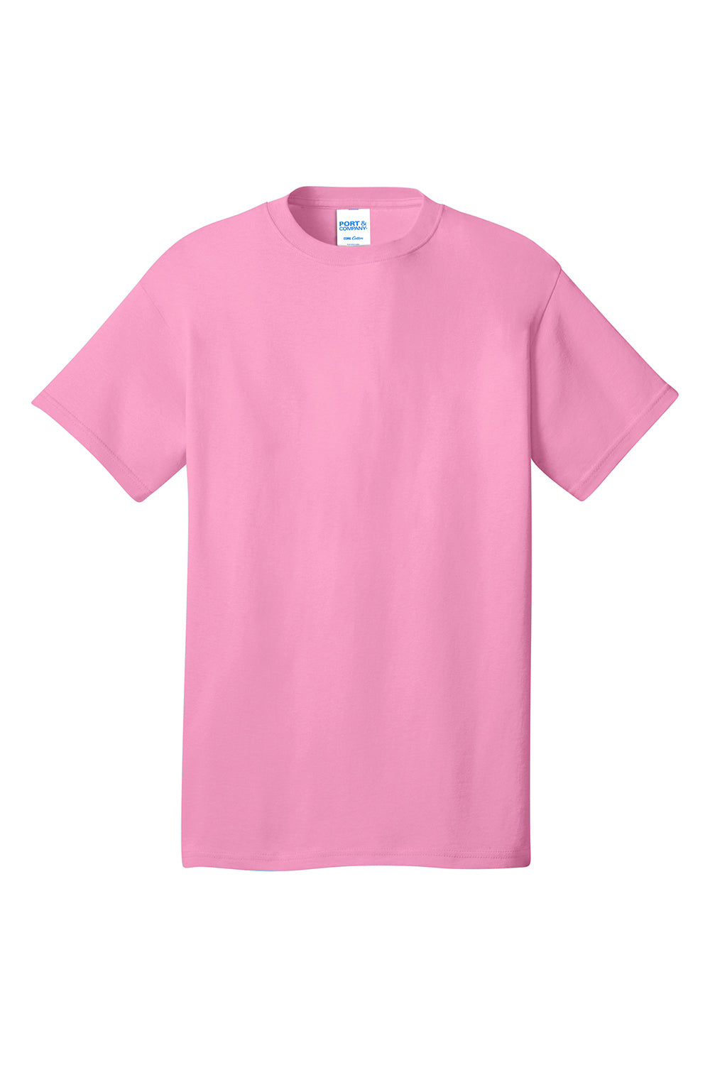 Port & Company PC54/PC54T Mens Core Short Sleeve Crewneck T-Shirt Candy Pink Flat Front