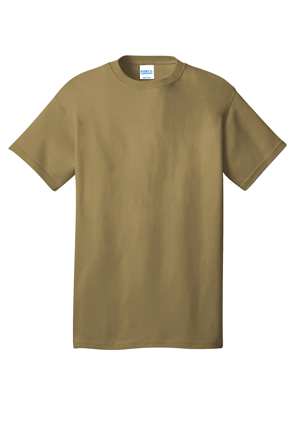 Port & Company PC54/PC54T Mens Core Short Sleeve Crewneck T-Shirt Coyote Brown Flat Front