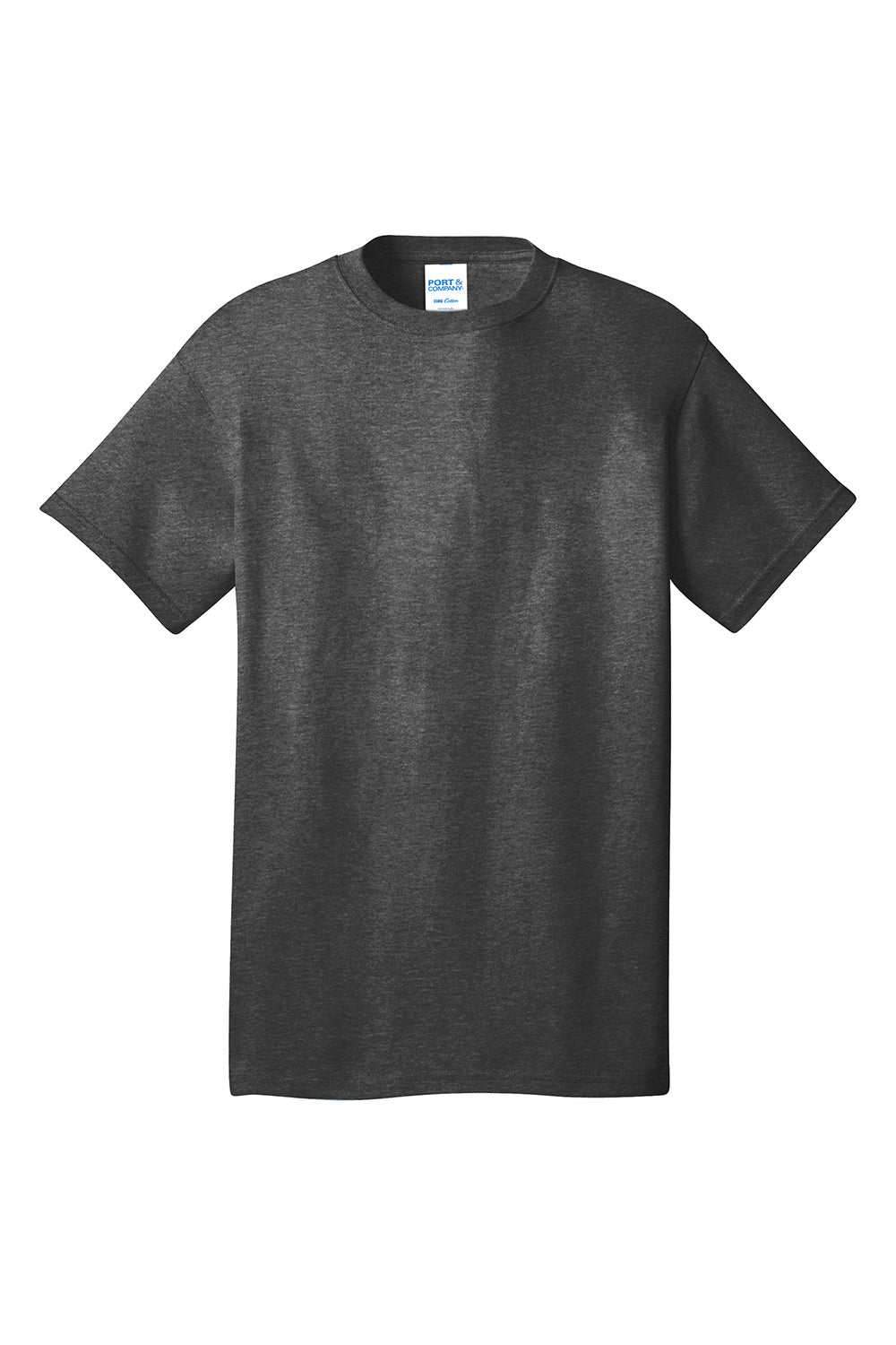 Port & Company PC54/PC54T Mens Core Short Sleeve Crewneck T-Shirt Heather Dark Grey Flat Front