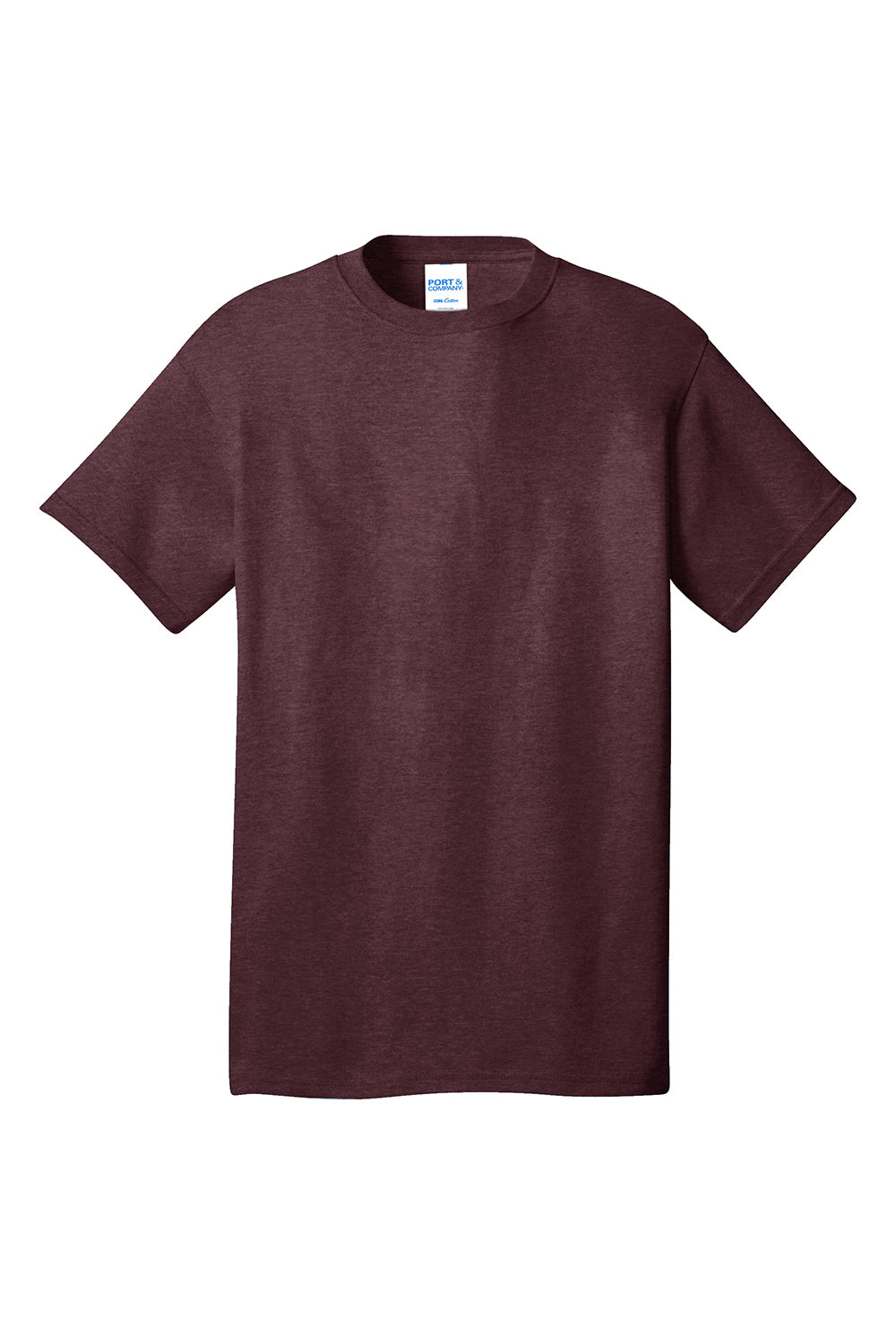 Port & Company PC54/PC54T Mens Core Short Sleeve Crewneck T-Shirt Heather Athletic Maroon Flat Front