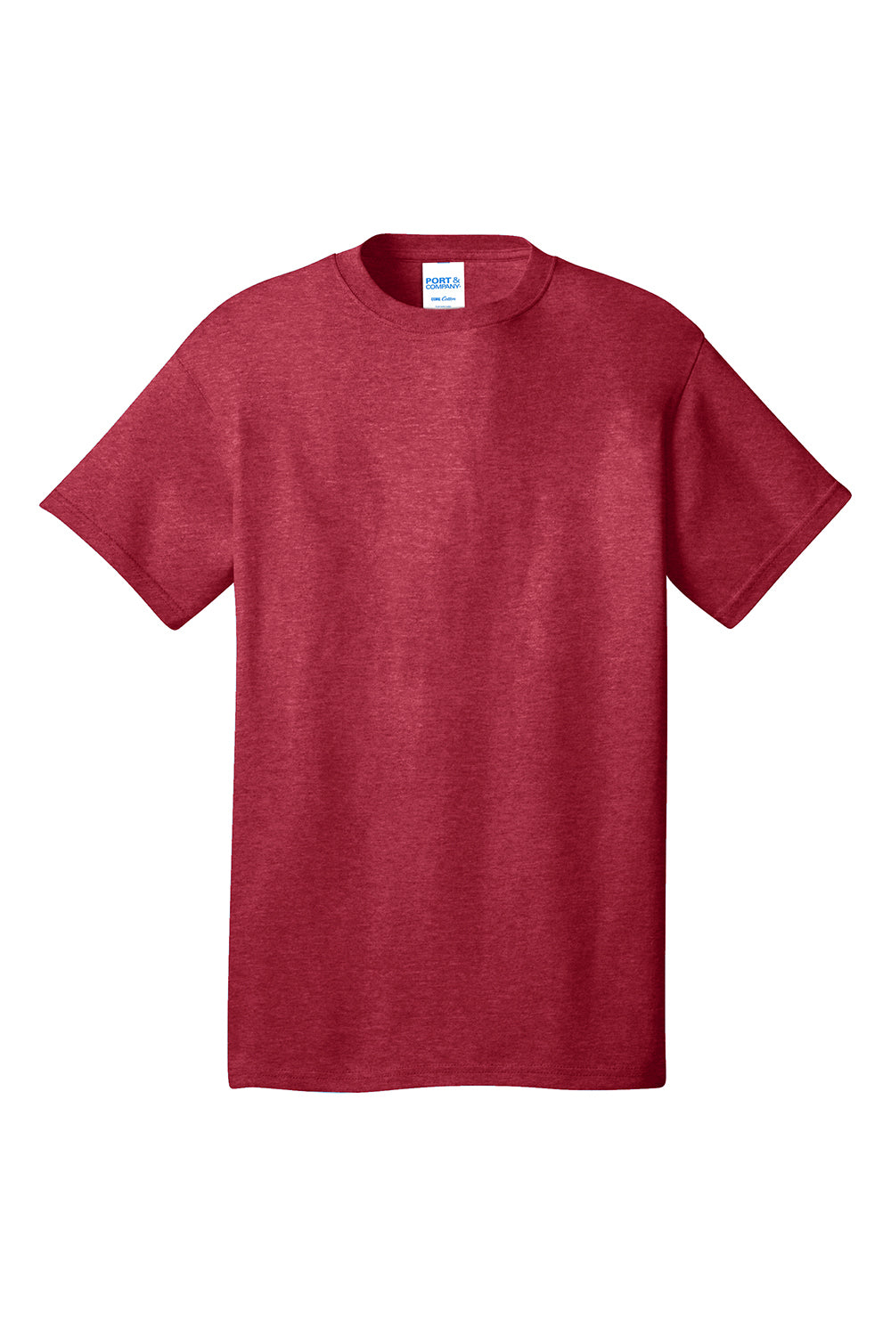 Port & Company PC54/PC54T Mens Core Short Sleeve Crewneck T-Shirt Heather Red Flat Front